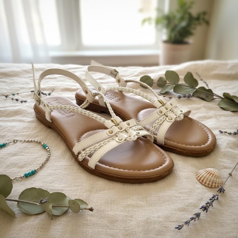 Tuscany Easy Street white braided sandles size 6.5​